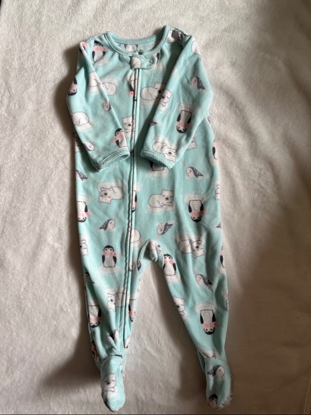 Carter's Mint Polar Animal Footed One-Piece